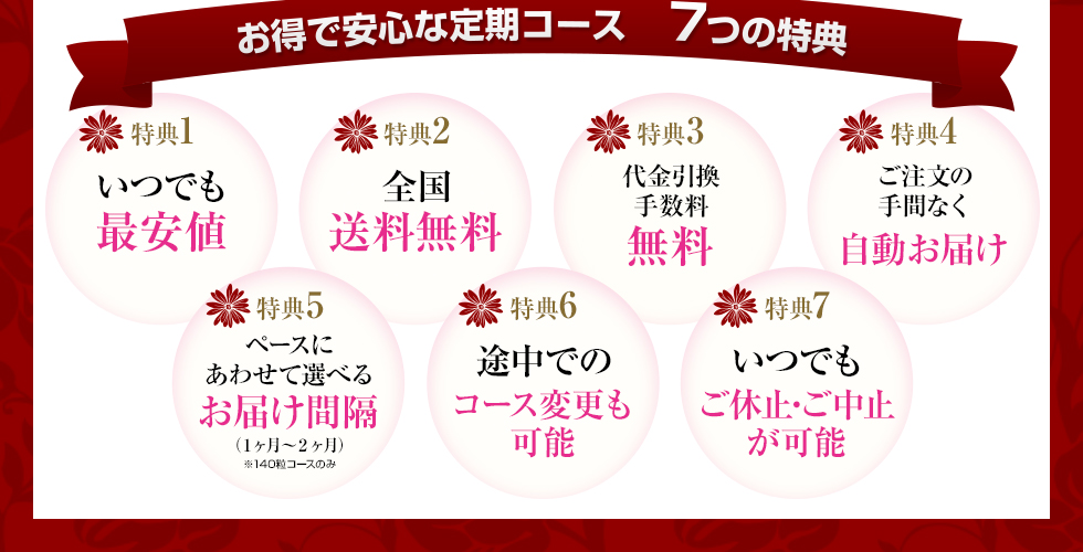 お得で安心な定期コース7つの特典